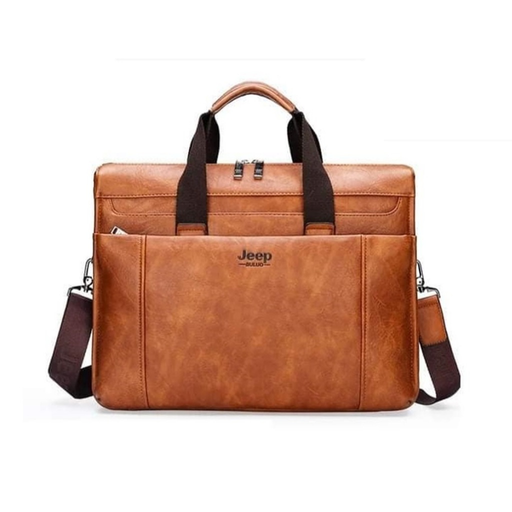 Pasta Executiva Couro Legitimo Para NoteBook Grande Laranja Escuro Jeep Buluo Mod JP18018-5