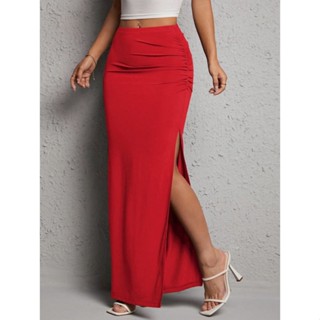 Saia longa com fenda em Oferta na Shopee