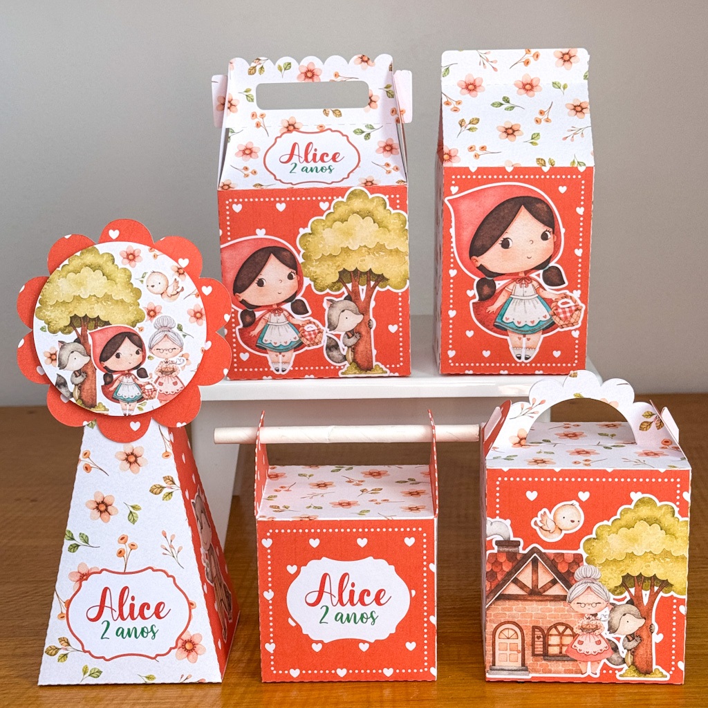50 caixas para lembrancinhas de festa tema chapeuzinho vermelho kit festa infantil personalizados aniversário