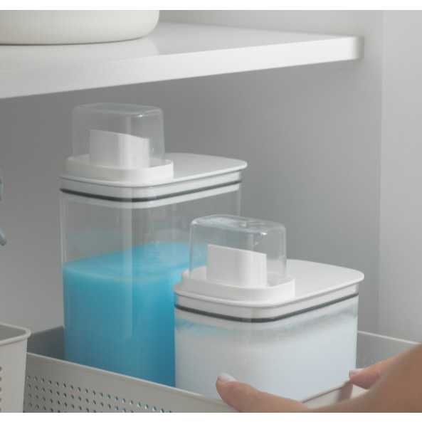 Dispenser Flow  Hermético Copo Medidor Porta Sabão Em Pó Líquido Amaciante OU