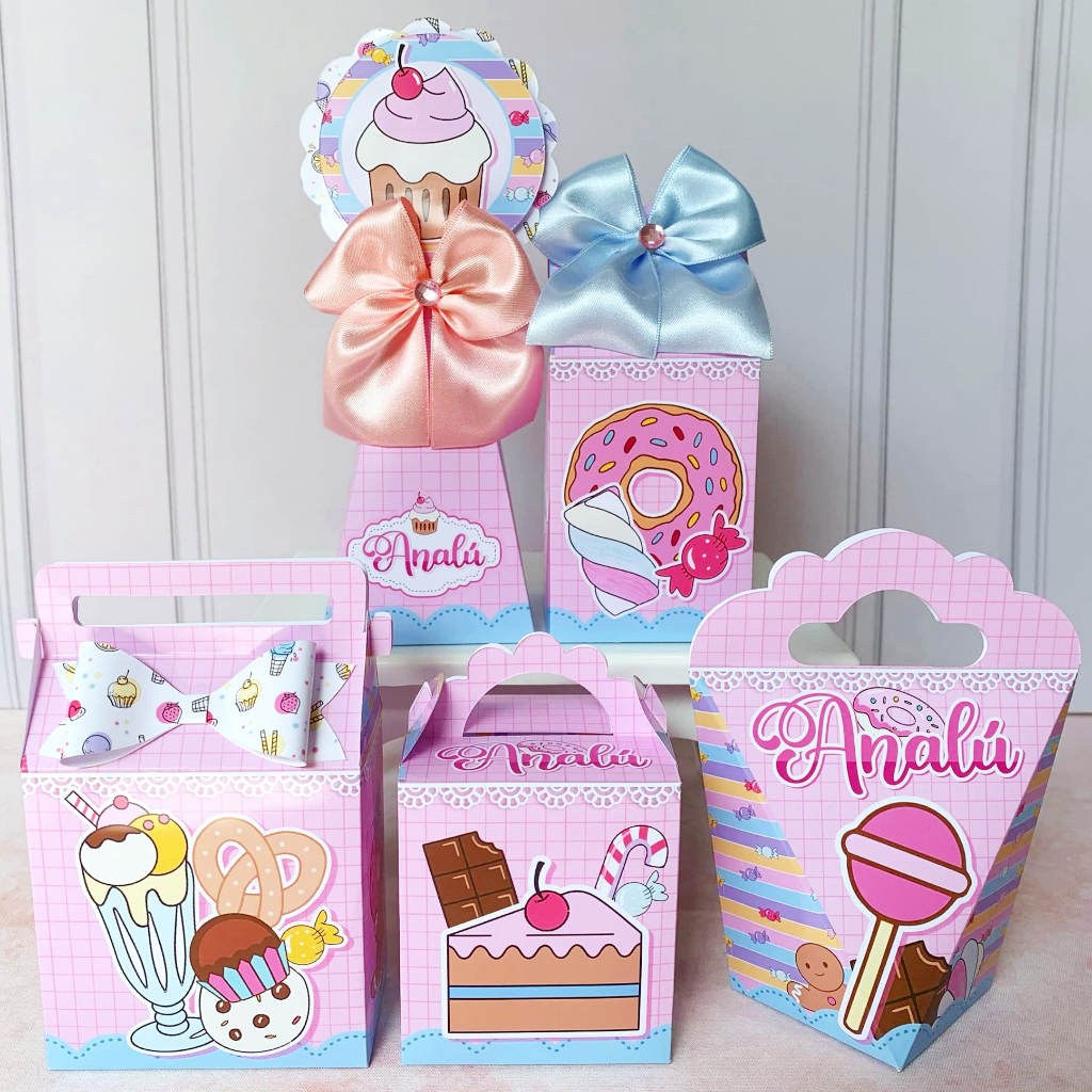 Kit Personalizados caixas Festa Doceria Confeitaria Caixinha Aniversário Lembrancinha Pegue e Monte