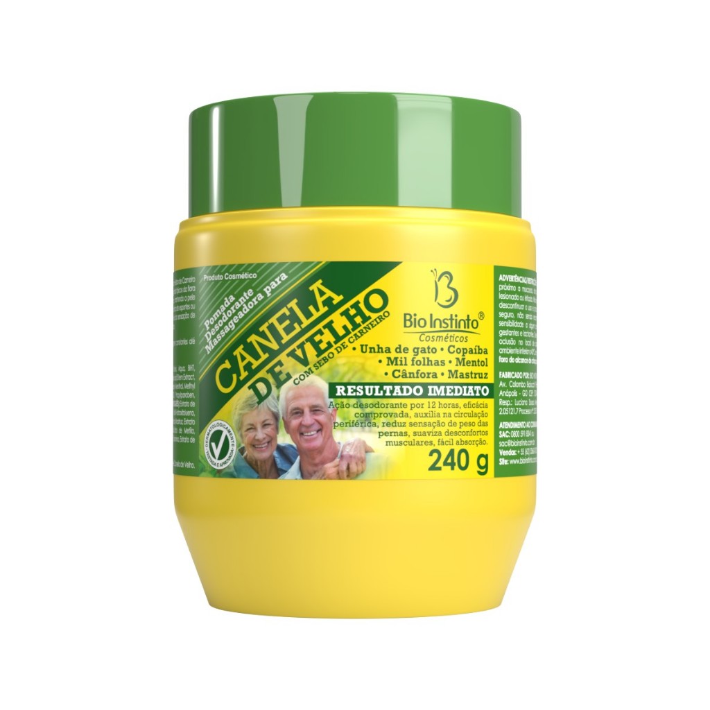 Pomada Canela de Velho Massageadora Original para Dor Muscular Bio Instinto 240g