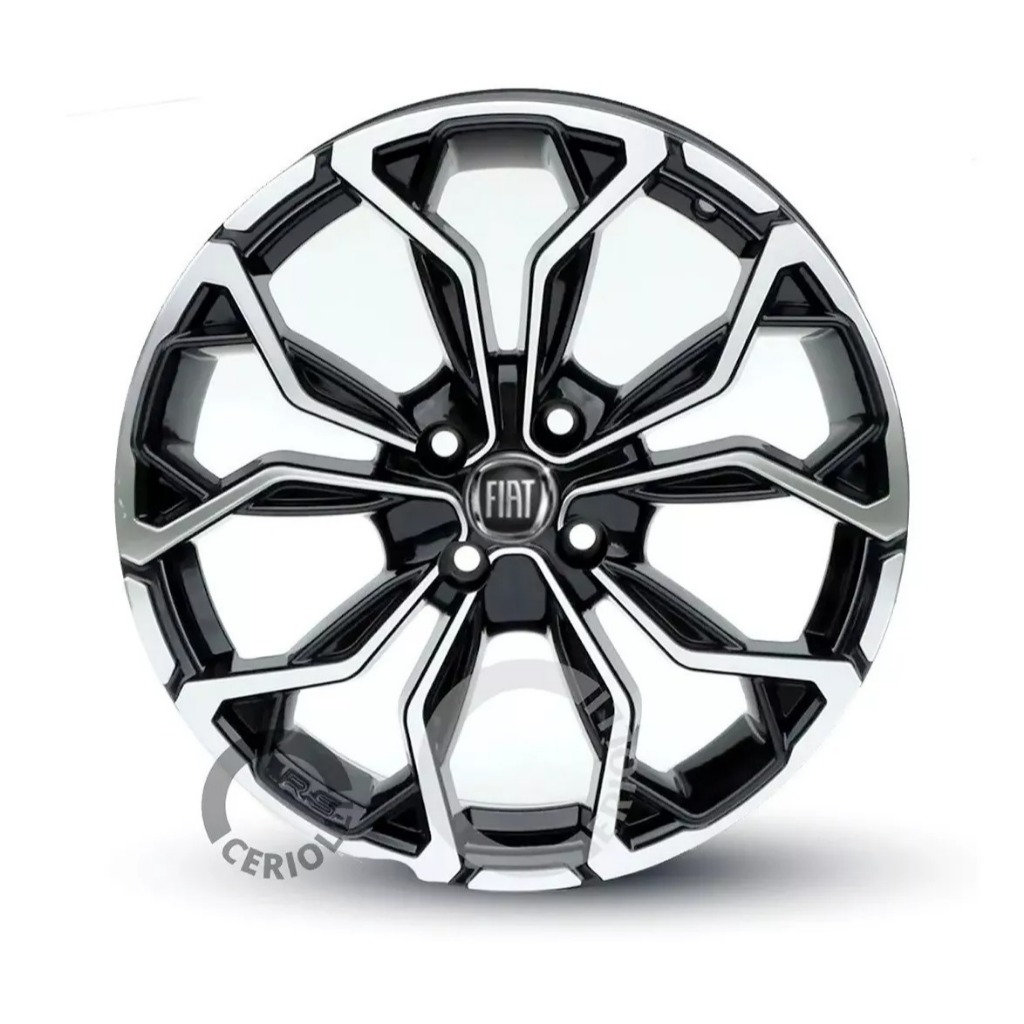 Kit 4 Rodas Aro 13 4x98 Fiat Uno Fiorino Palio Mobi Punto Bicos de Brinde Preto Diamantado M16