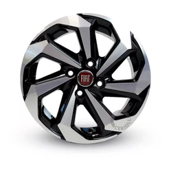 Kit 4 Rodas Tarantula Aro 14 4x98 Emblemas Vermelho Fiat Argo Siena Palio Uno Preto Diamantado K71
