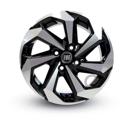 Kit 4 Rodas Tarantula Aro 14 4x98 Emblemas Preto Fiat Argo Siena Palio Uno Preto Diamantado K71