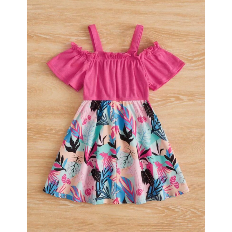 Vestido canelado floral infantil