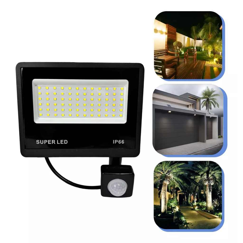 Refletor Led 200w Holofote Sensor Presença Fotocélula Bivolt A Prova d'água Ip66 em Oferta na Shopee