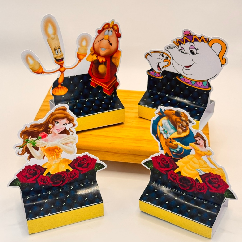20 porta bis SEM NOME de PRONTA ENTREGA lembrancinha de aniversário porta doces tema bela e a fera personalizado M