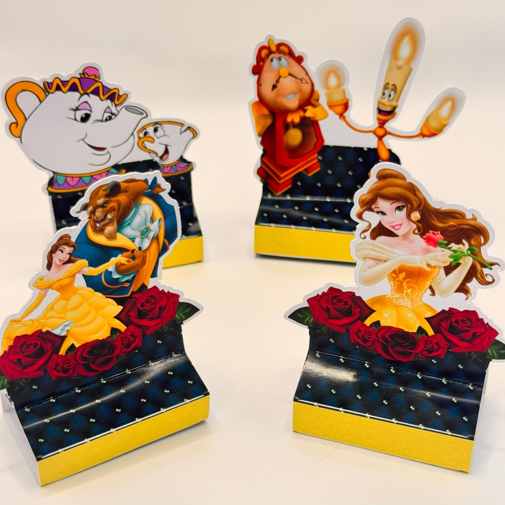 20 porta bis SEM NOME de PRONTA ENTREGA lembrancinha de aniversário porta doces tema bela e a fera personalizado