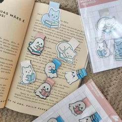 Marca Página para livros holográfico / Marcador Magnético | Modelos gatinhos ou fastaminhas
