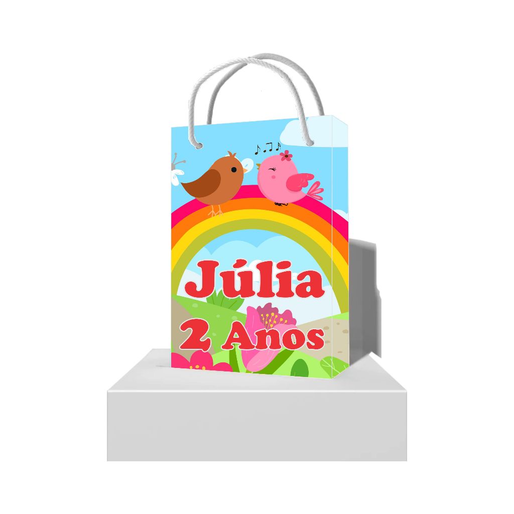 Sacolinha Surpresa Jardim Encantado - Sacola de Aniversário Infantil Jardim Encantado Personalizada