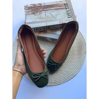 Sapatilha Feminina  Bico Quadrado Lacinho Verde Oliva Confortável em Oferta na Shopee