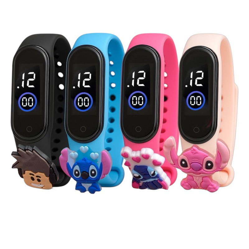 Relógio Infantil Digital LED Touch com Personagem Stitch e Angel – Menino e Menina