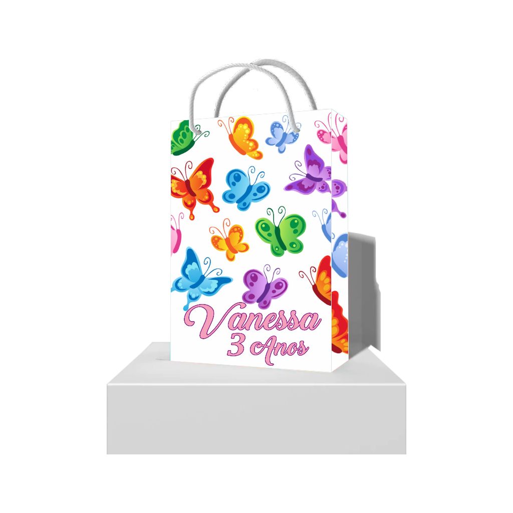 Sacolinha Personalizada Jardim Encantado Borboletas - Sacolinha Surpresa Borboleta Jardim Encantado