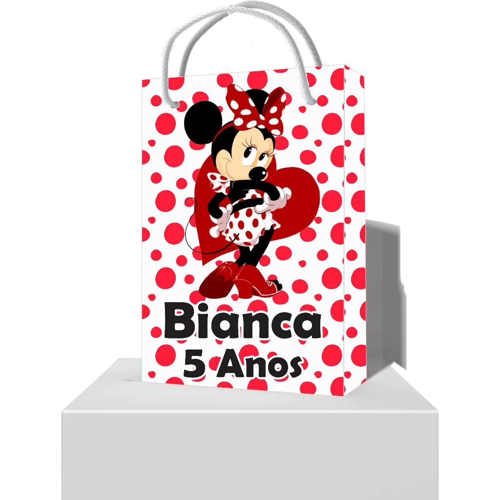 Sacolinha Personalizada Minnie - Sacolinha Surpresa para Lembrancinha Minnie Festa Aniversário