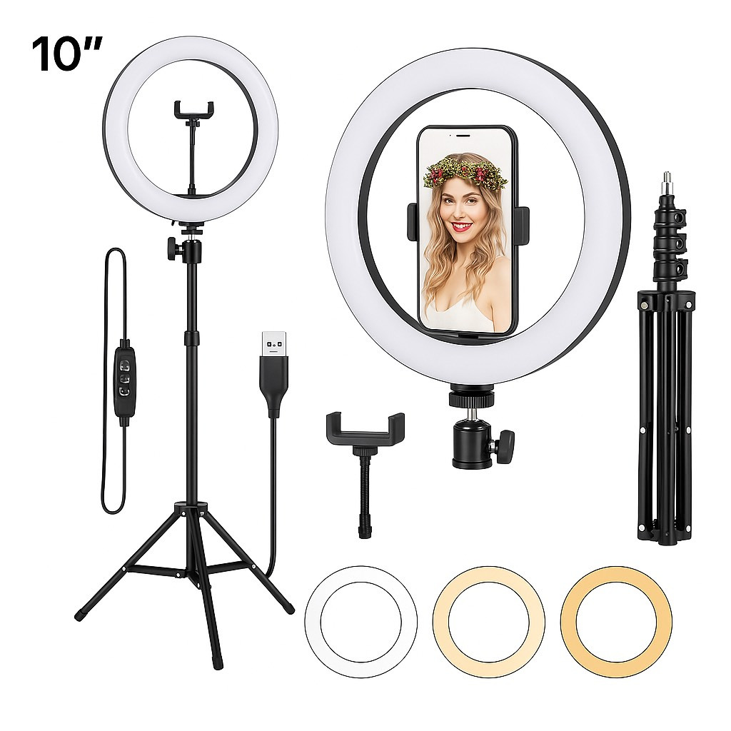 Ring Light Iluminador Anel Luz 10  Polegadas com Tripé Ajustavel Praticidade iluminador Ring Premium