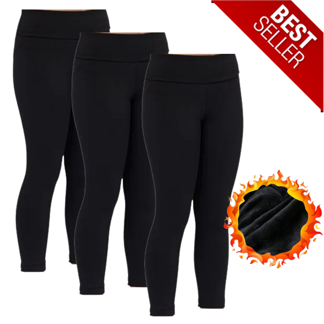 Kit Com 3 peças Legging Flanelada Grossa Térmica Menina Infantil Juvenil Preta Azul Marinho Perfeita
