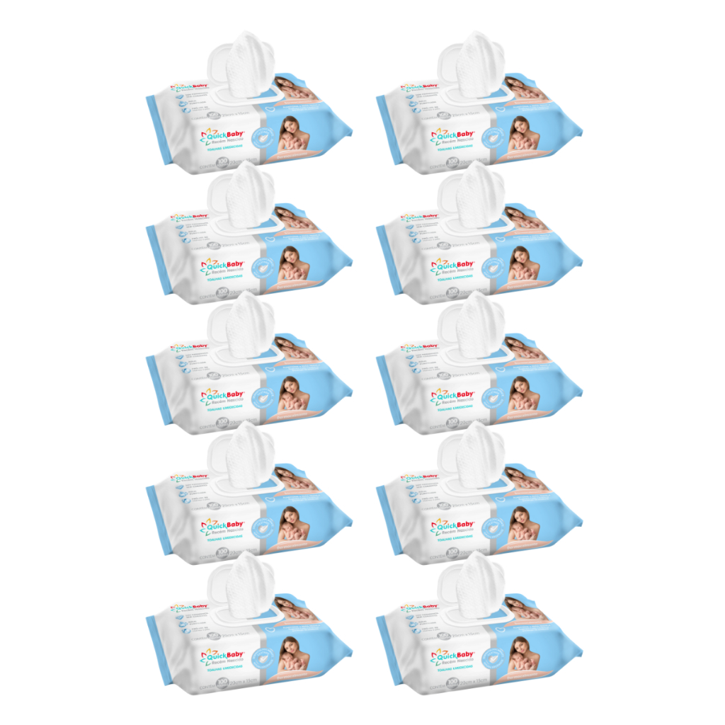 Toalha Umedecida Quick Baby RN Dermocalmante 1000 Folhas (10undX100fls)