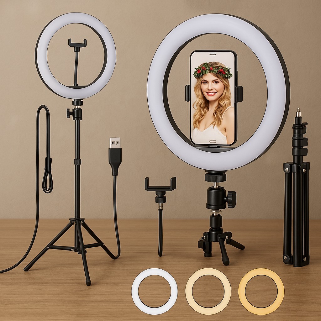 Ring Light Iluminador Anel Luz  Polegadas 10 com Tripé Ajustavel Praticidade iluminador Ring Premium