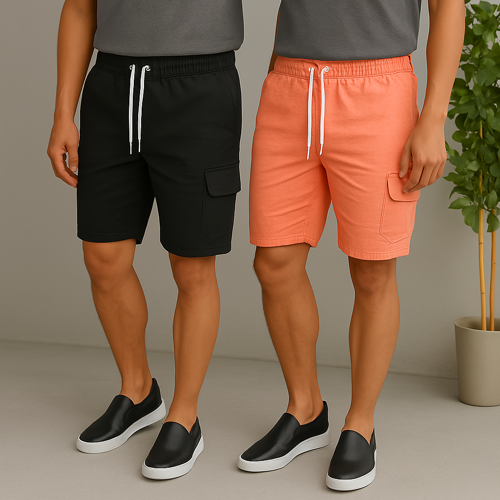 Kit 2 Bermuda Short Cargo Masculino Casua com Bolsos Laterais Lançamento Diversas Cores Street Curto