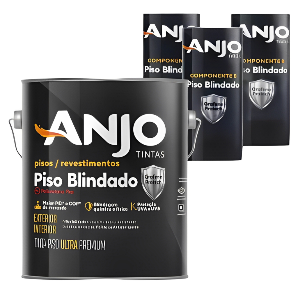Piso Blindado 2,4 litros + 3 catalisadores Anjo Tintas PU Grafeno Incolor/Cinza