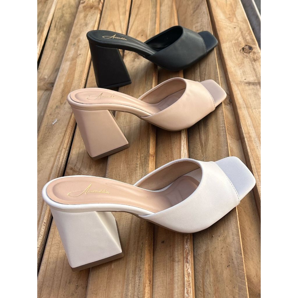 SANDÁLIA SAPATO FEMININO TAMANCO SALTO BLOCO CONFORTÁVEL CASUAL em Oferta na Shopee