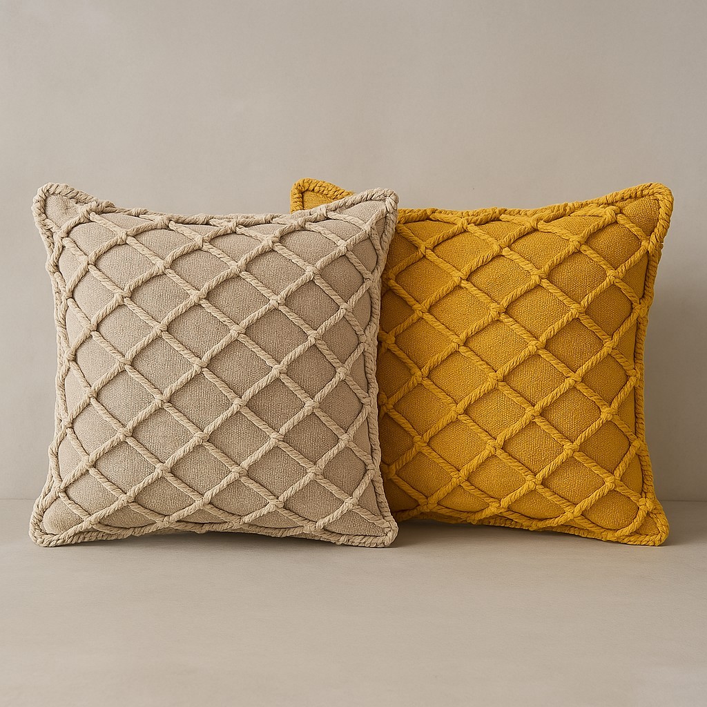Capa de Almofada Corda Trançada Decorativa Rustica 43cmx43cm