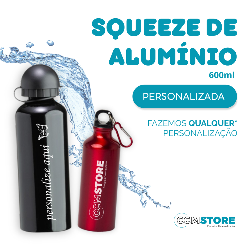 Squeeze de Alumínio Mosquetão 500ml  Personalizado - Nome,Time, Profissão e etc... em Oferta na Shopee