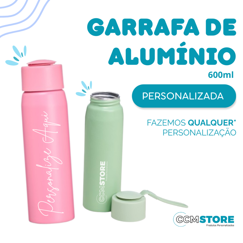 Garrafa 600ml com Alsa Para Transporte, Personalizada - Logo, NomeTime, Profissão e etc... em Oferta na Shopee