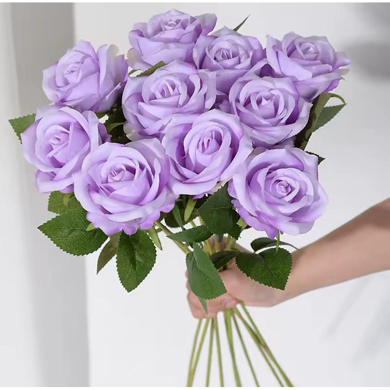 12 Rosas Artificial Lilás Aveludada Individual  Dia Das Mães Decoração Arranjo Flor em Oferta na Shopee