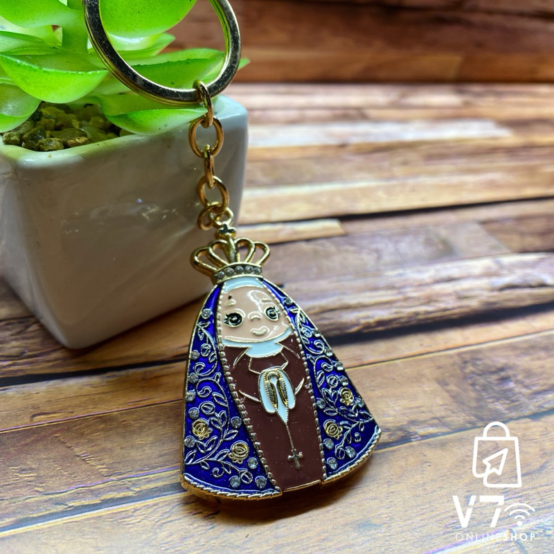 Chaveiro Imagem Nossa senhora Aparecida Baby Delicada Para Chave Folheada com Strass