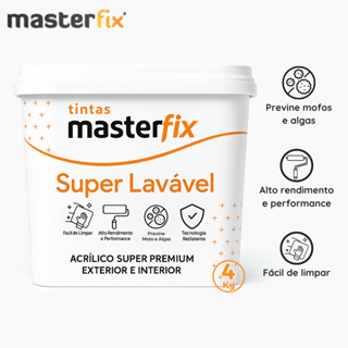 Tinta Acrílica Fosca Premium Lavável Antimofo 4Kg Masterfix em Oferta na Shopee