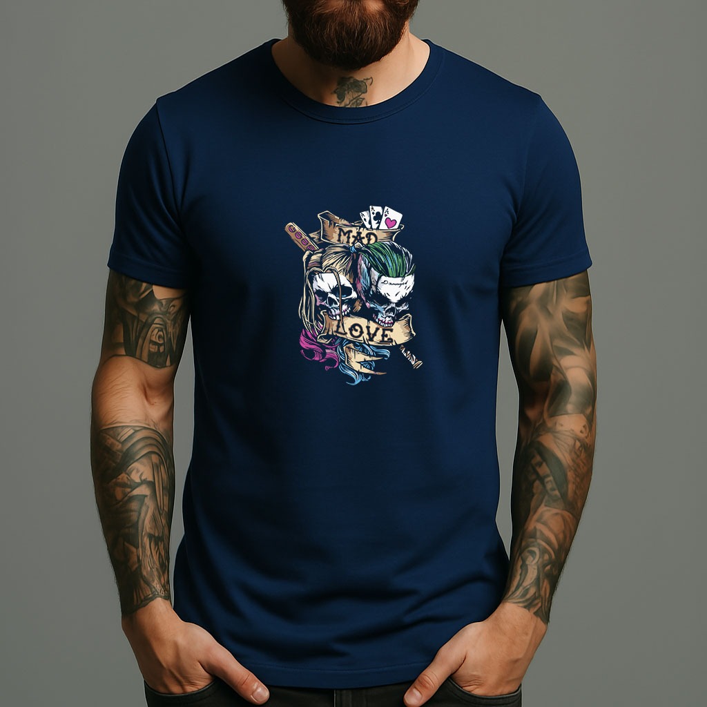 Camiseta Arlequina e Coringa Estampa Arte Street Algodão 30.1