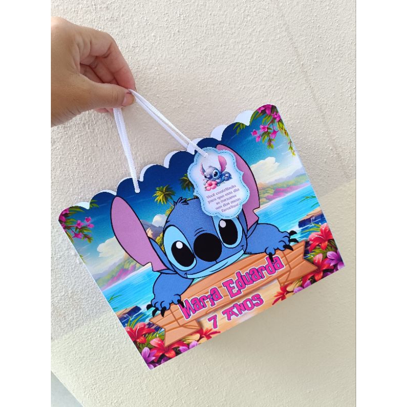 Kit com 10/15/20 Sacolas PEGUE E MONTE + TAG/ Stitch / Lilo e Stitch/ Personalizados