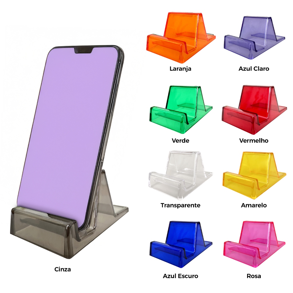 Kit 10 Unidades - Suporte Celular Acrílico Colorido Mesa