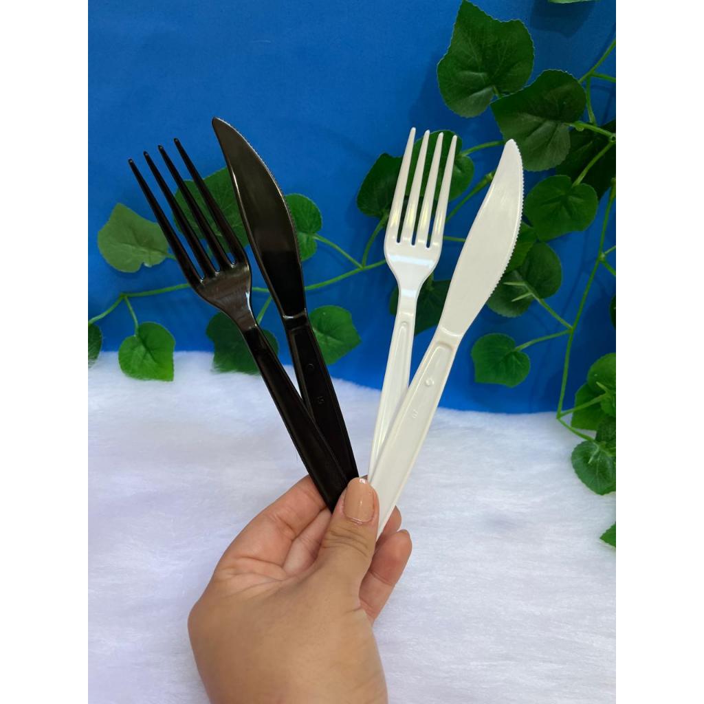 Kit Talher Garfo e Faca Reforçado Descartável Resistente Churrasco Refeição