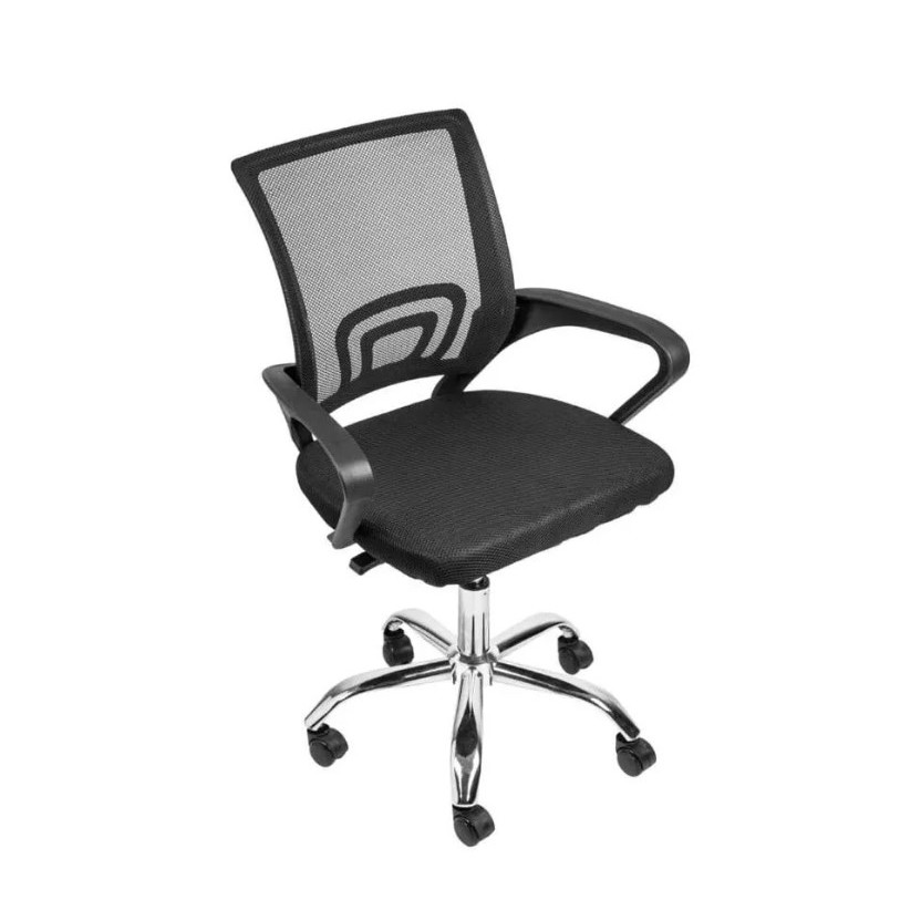 Cadeira de Escritório Encosto Mesh Assento Estofado Base Giratória Executiva Ergonômica - Home & Living