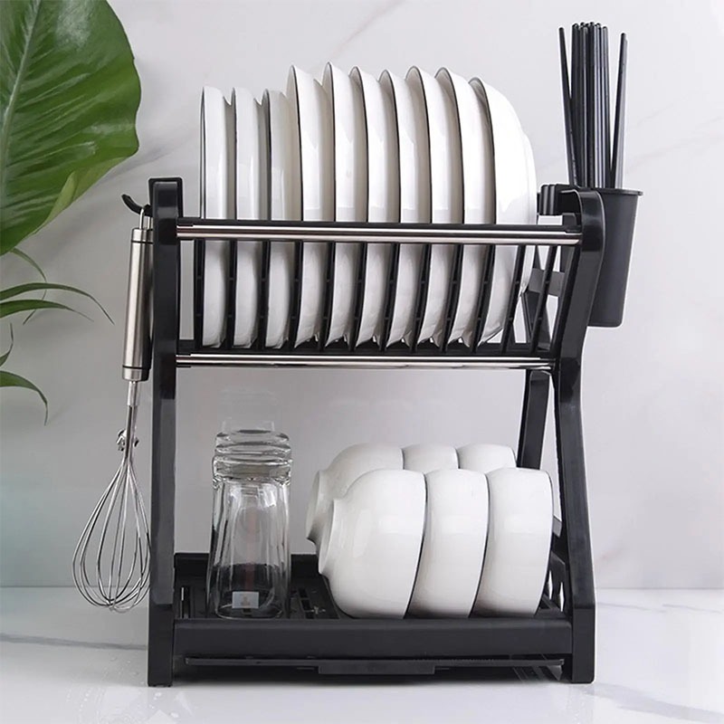 Escorredor De Louça Cozinha Pratos E Talheres Plastico+Aço Inox Top Casa Armário de Armazenamento