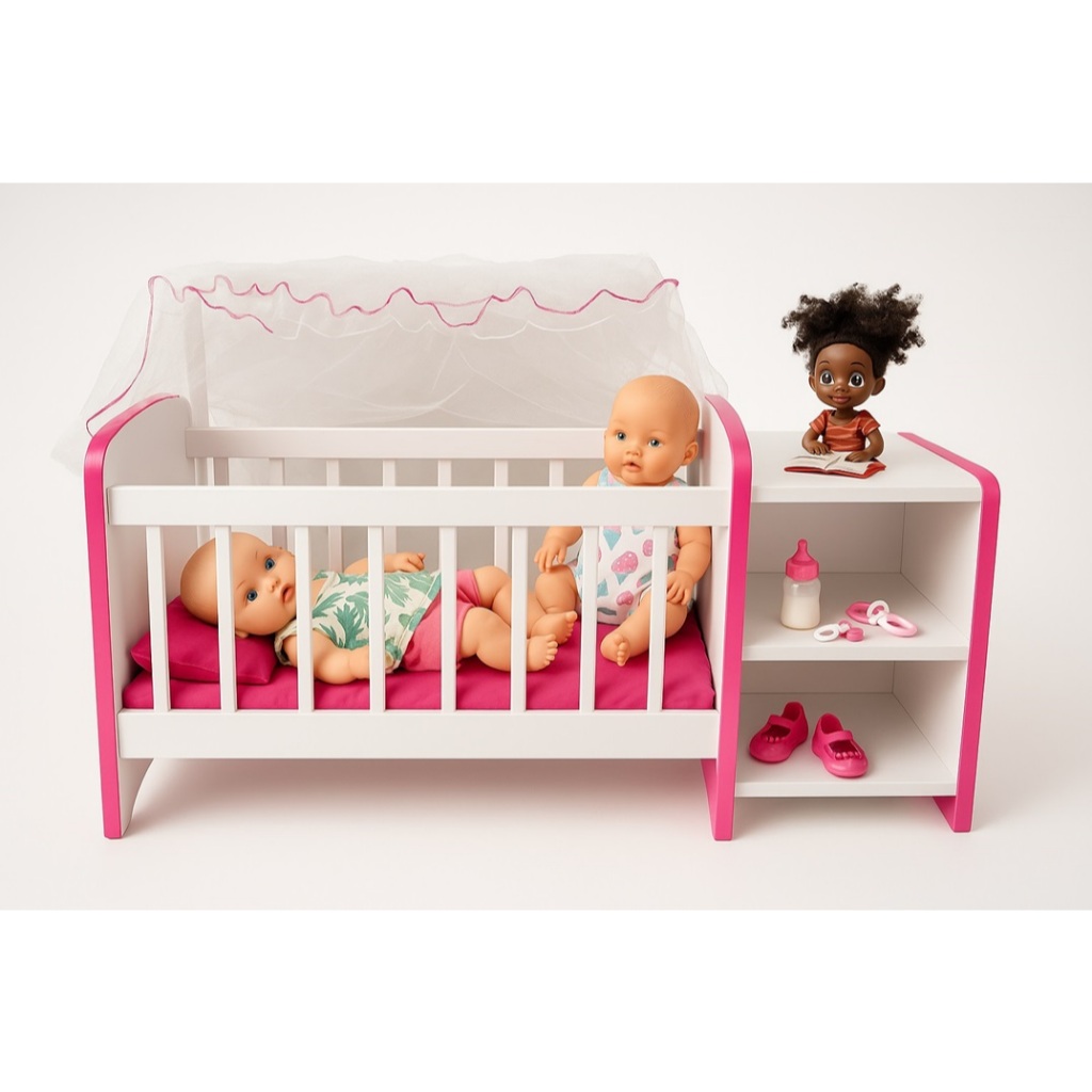 Brinquedo Berço para Bonecas Infantil Cômodas Véu / Reborns / Comodas / Bercinho