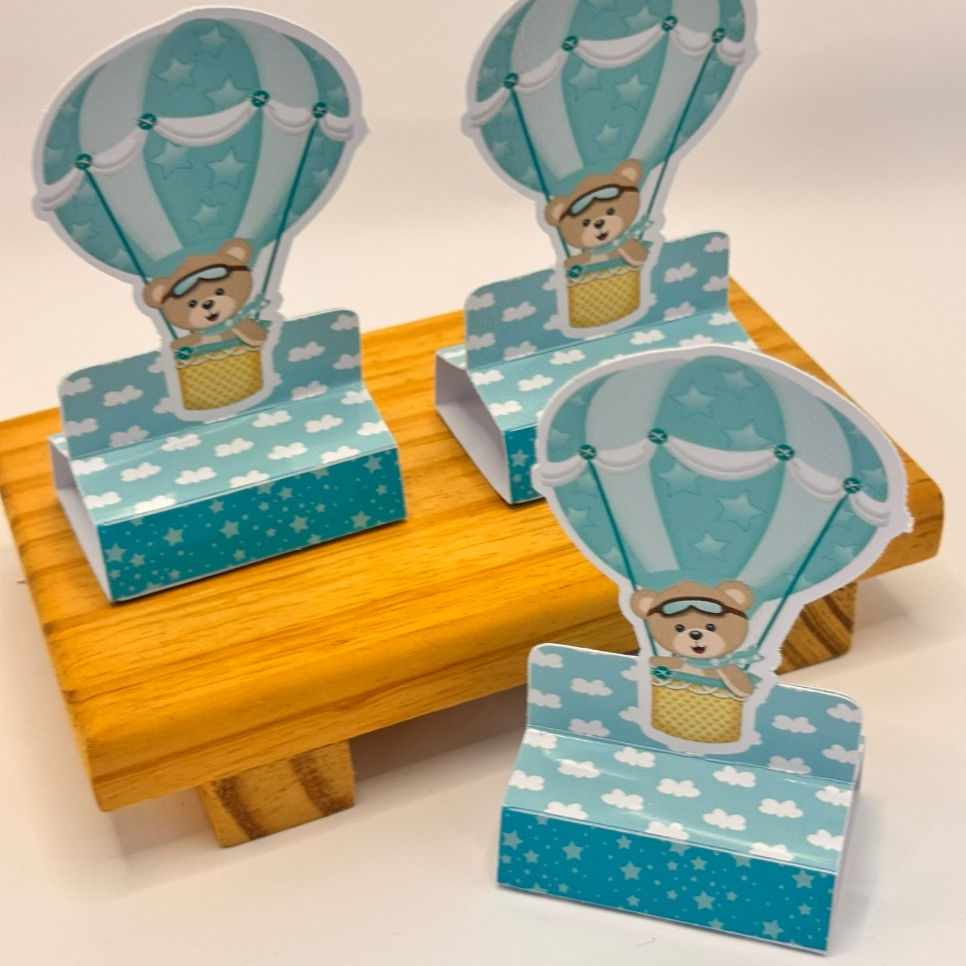 20 porta bis SEM NOME de PRONTA ENTREGA lembrancinha de aniversário porta doces tema ursinho baloeiro azul personalizado