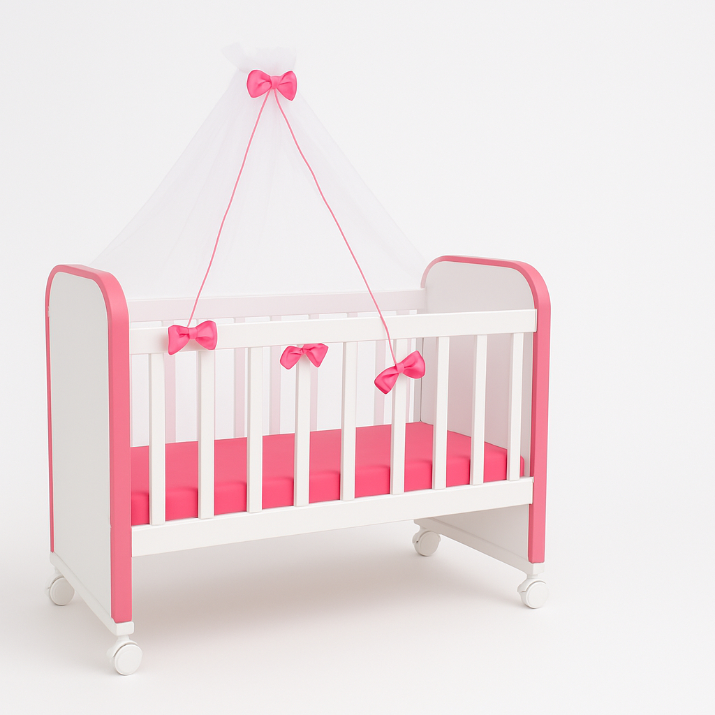 Berço de Boneca | Brinquedo Boneca |  Até 67cm com Rodízio  |  Reborn  | Rosa, Branco Ou Azul