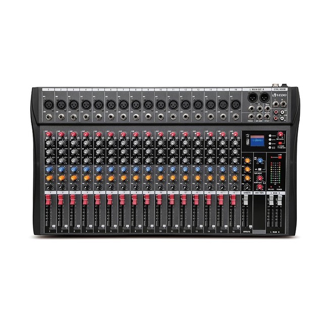 VEDO 16/12 Canais Mixer de Áudio Digital Console Interface Mixagem DJ Console USB MP3 Entrada de Computador