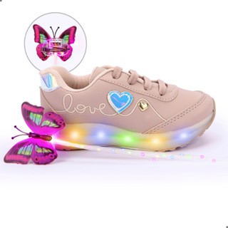 Tenis Infantil Menina Feminino Led Pisca Pisca Sapato De Menina Com Tiara