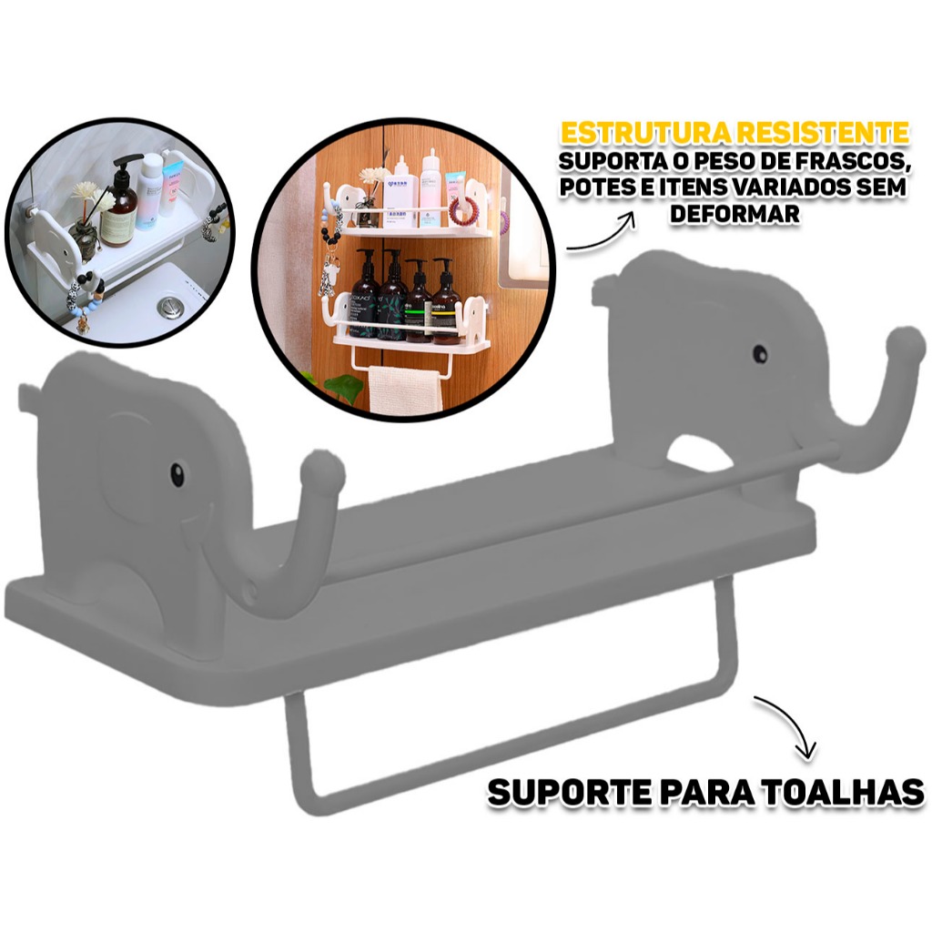 Prateleira Organizadora Estante Multiuso Para Shampoo Toalhas Banheiro Lavabo 33cm Top Rio em Oferta na Shopee