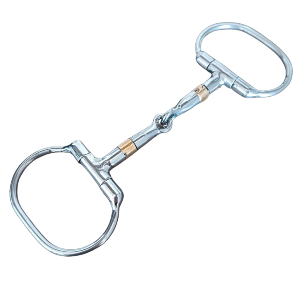 Bridão D Inox Bocal Bipartido Com Anel Salivador Para Cavalo