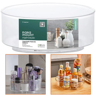 Organizador Redondo Giratório 23cm Transparente Versátil Organização - Paramount