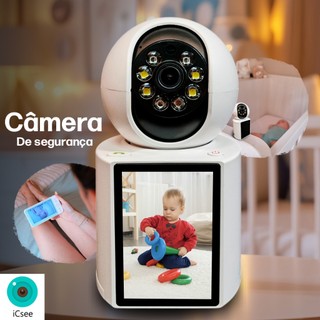 Câmera Segurança Wifi Tela Bidireccional Baba Eletronica Ip Icsee Visão Noturna 4MP Full HD
