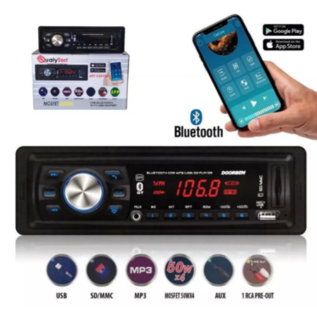 Radio Fm Bluetooth MP3 1USB 1Rca 4X 50W Mosfet App
