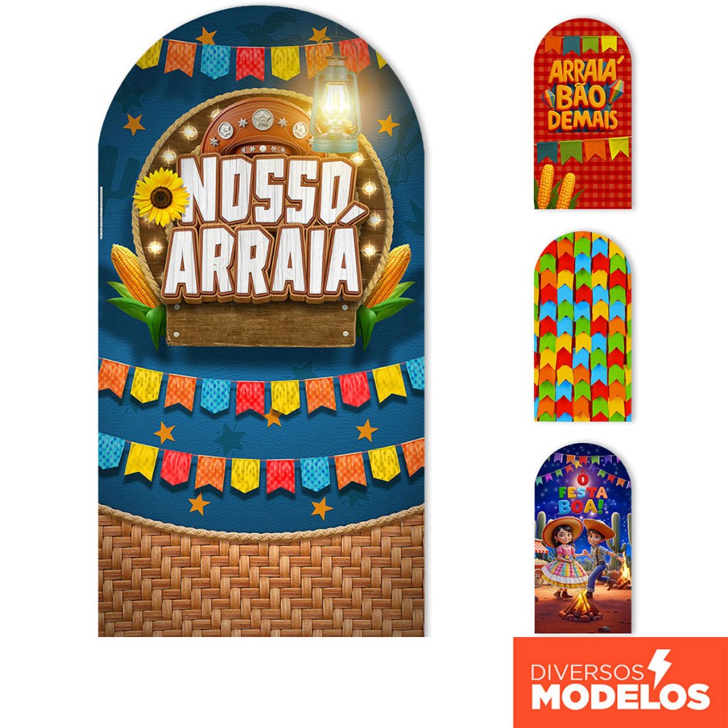 Painel Romano Festa Junina 2x1m Tecido Sublimado C/ Elástico Decoração Arraiá