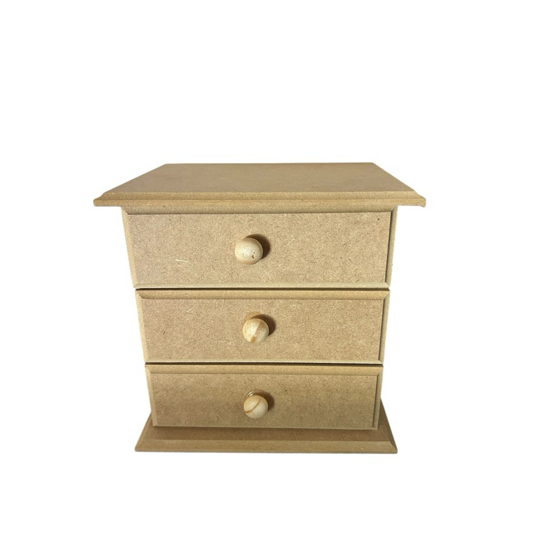 Mini Cômoda Organizadora Bijuterias 3 Gavetas Com Puxador e Pezinho Pinus 16x16x12 -- MDF CRU